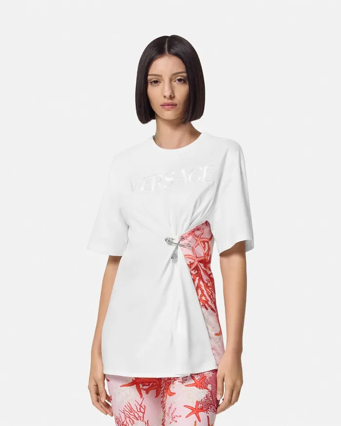 TShirts and Sweatshirts Women Versace Barocco Sea Safety Pin TShirt Whiteprint