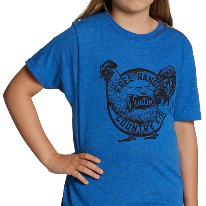 Tshirts and Tops Kids Justin Boots Justin Kid039s Free Range Rooster Tee Blue Heather 040blue041 Tshirts and Tops Kids Justin Boots Justin Kid039s Free Range Rooster Tee Blue Heather 040blue041