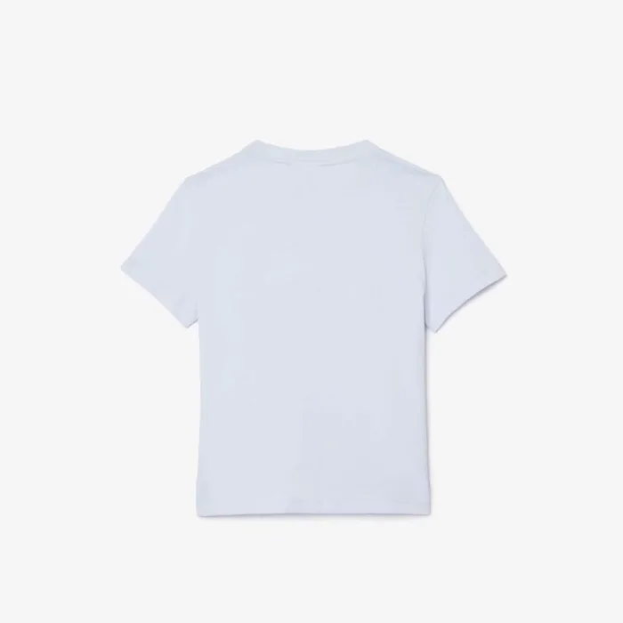 TShirts and Tops Kids Lacoste Kids039 Bright Croc Print Cotton TShirt Light Blue White T69