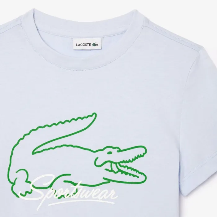 TShirts and Tops Kids Lacoste Kids039 Bright Croc Print Cotton TShirt Light Blue White T69