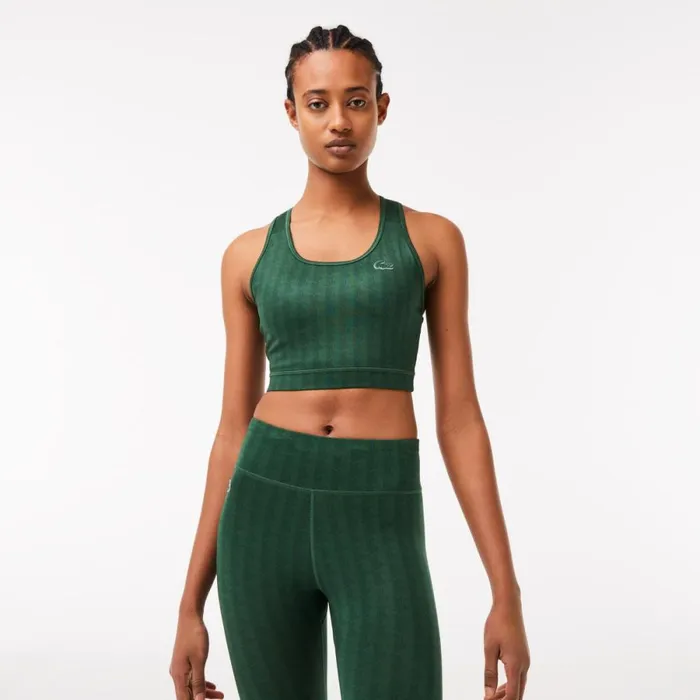 TShirts and Tops Women Lacoste Women039s SPORT Printed Sports Bra Green D1r