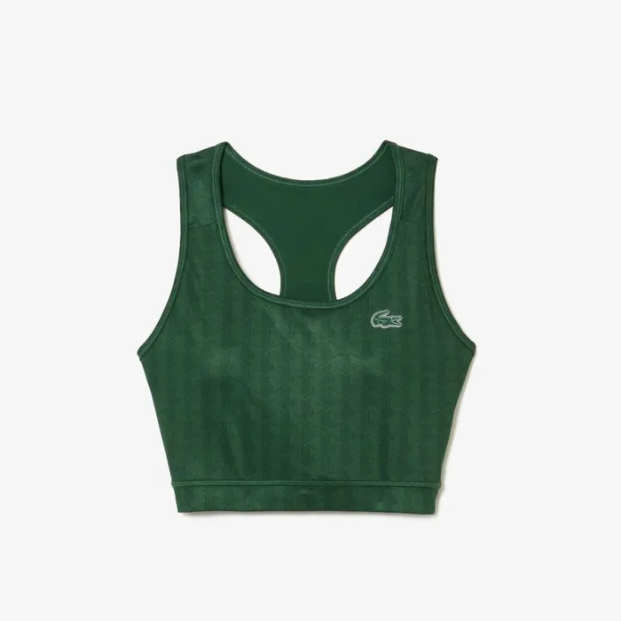 TShirts and Tops Women Lacoste Women039s SPORT Printed Sports Bra Green D1r
