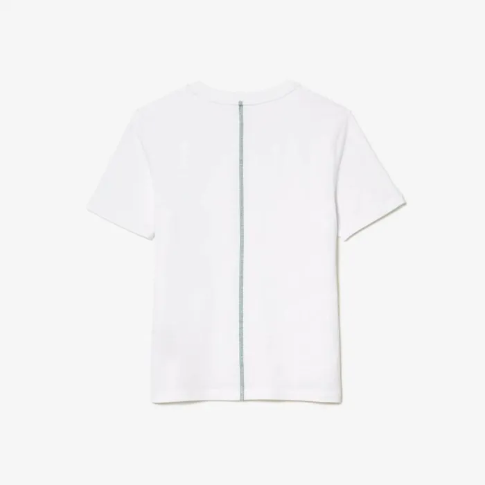 TShirts and Tops Women Lacoste Womens Crew Neck Cotton Blend TShirt White 001