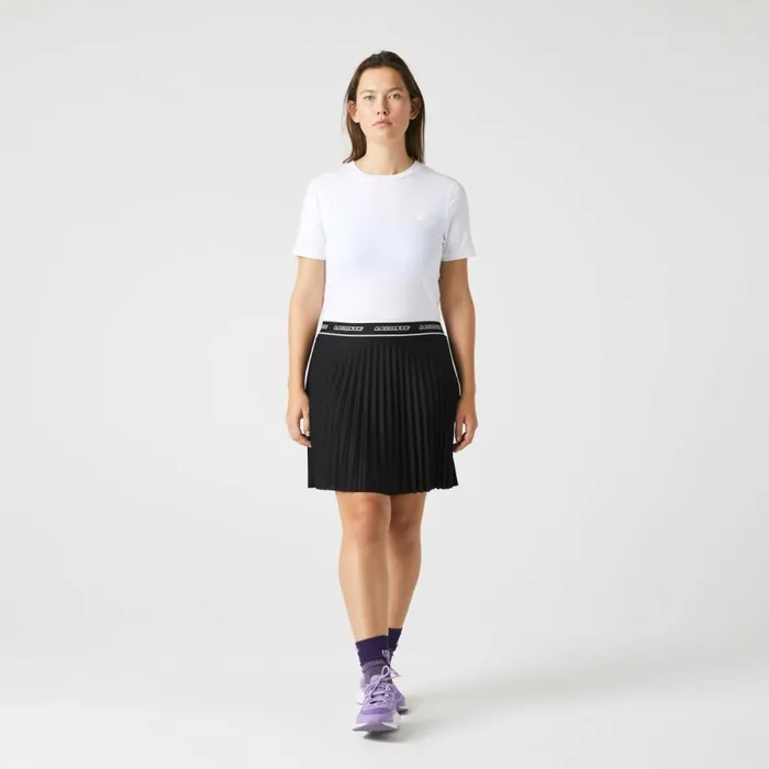 TShirts and Tops Women Lacoste Womens Crew Neck Cotton Blend TShirt White 001