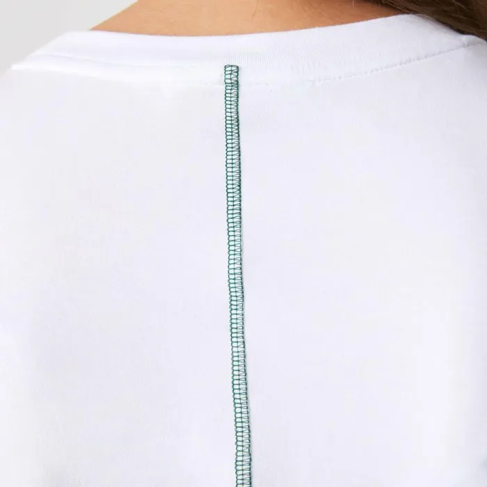 TShirts and Tops Women Lacoste Womens Crew Neck Cotton Blend TShirt White 001