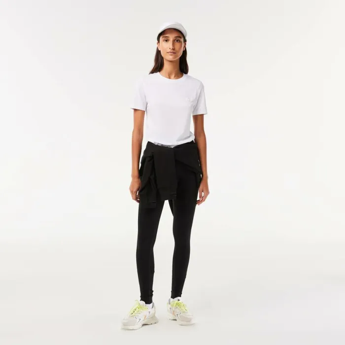 TShirts and Tops Women Lacoste Womens Crew Neck Cotton Blend TShirt White 001