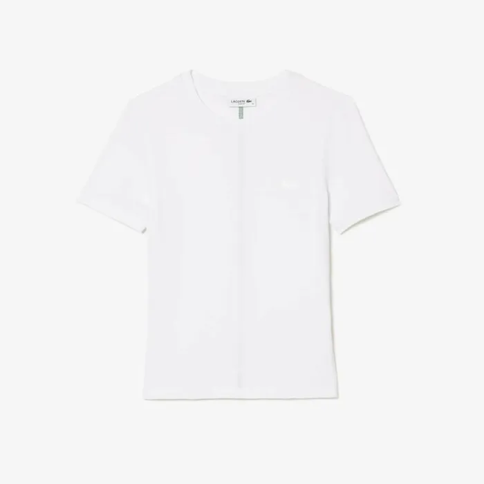 TShirts and Tops Women Lacoste Womens Crew Neck Cotton Blend TShirt White 001