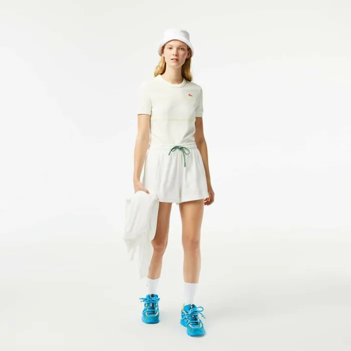 TShirts and Tops Women Lacoste Womens Made In France Organic Cotton Piqu TShirt White 70v