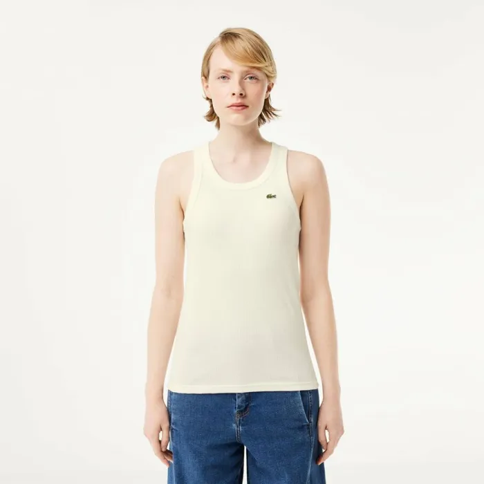 TShirts and Tops Women Lacoste Womens Slim Fit Organic Cotton Tank White 70v