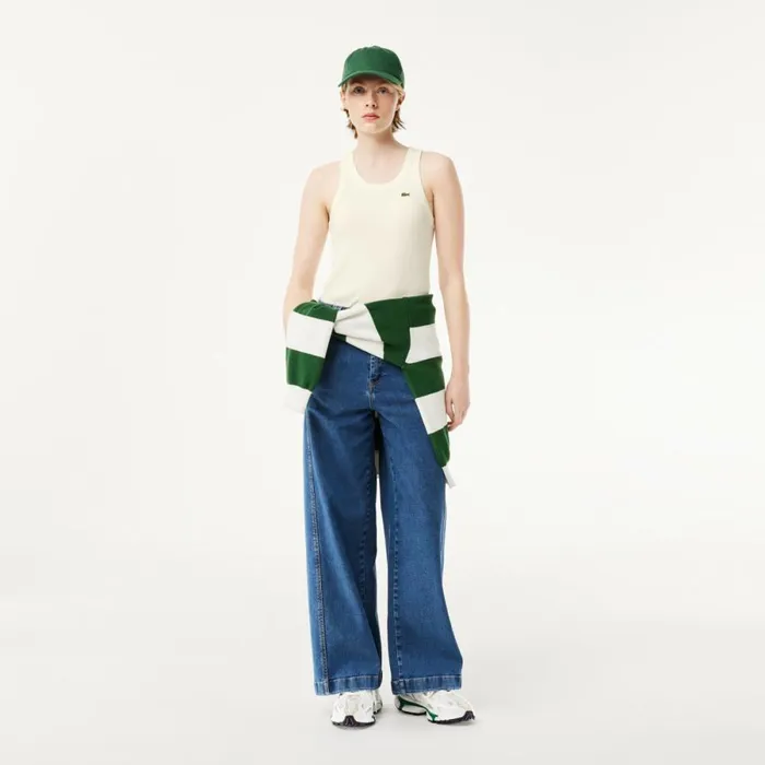 TShirts and Tops Women Lacoste Womens Slim Fit Organic Cotton Tank White 70v