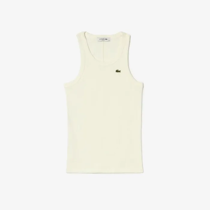 TShirts and Tops Women Lacoste Womens Slim Fit Organic Cotton Tank White 70v