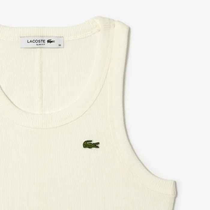TShirts and Tops Women Lacoste Womens Slim Fit Organic Cotton Tank White 70v