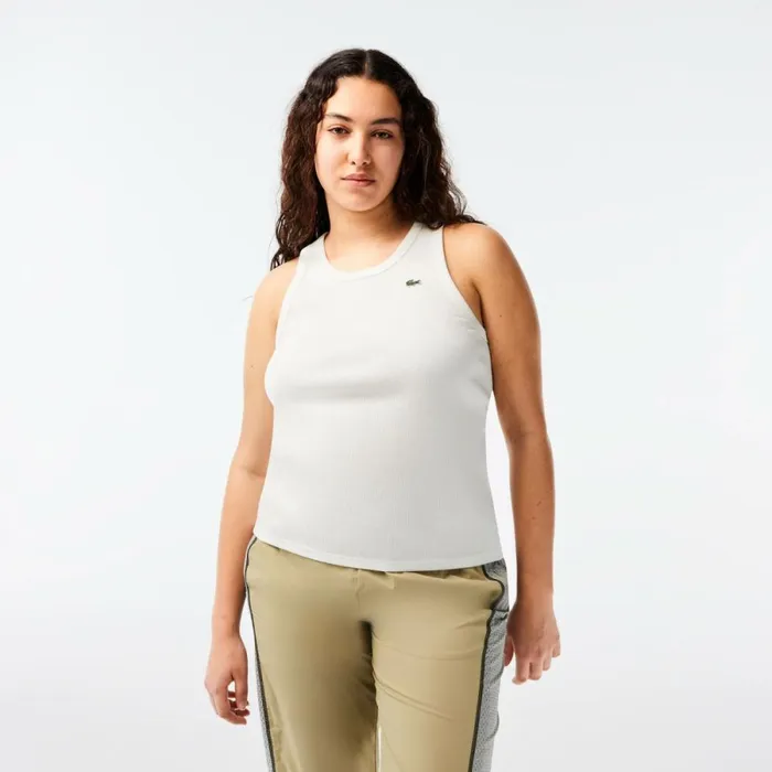 TShirts and Tops Women Lacoste Womens Slim Fit Organic Cotton Tank White 70v