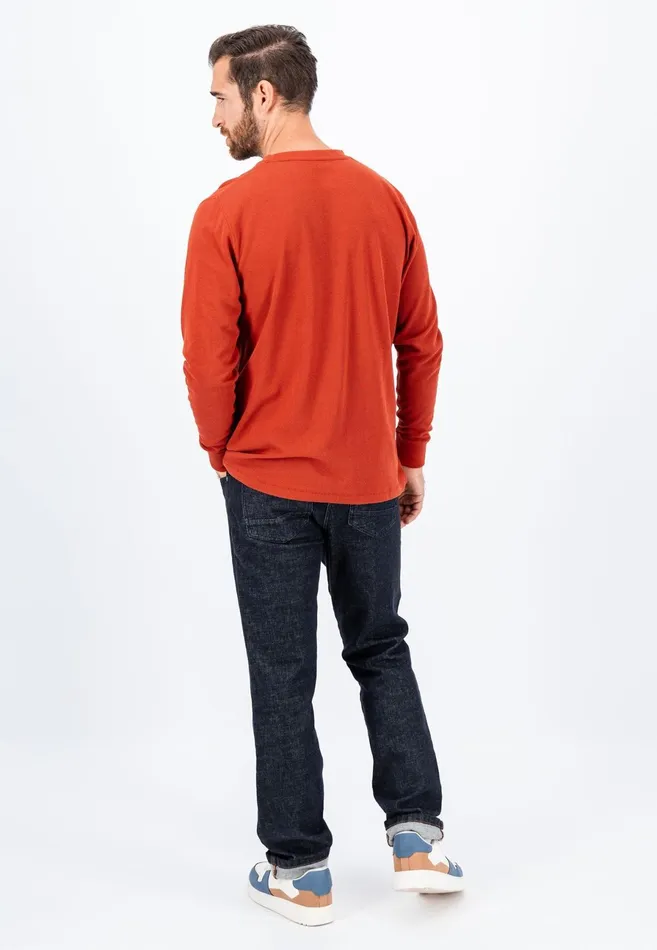 Tshirts Men FYNCHHATTON Longsleeved Shirt Made Of Cotton Mix With A Circular Neckline Medium Graynavyrust