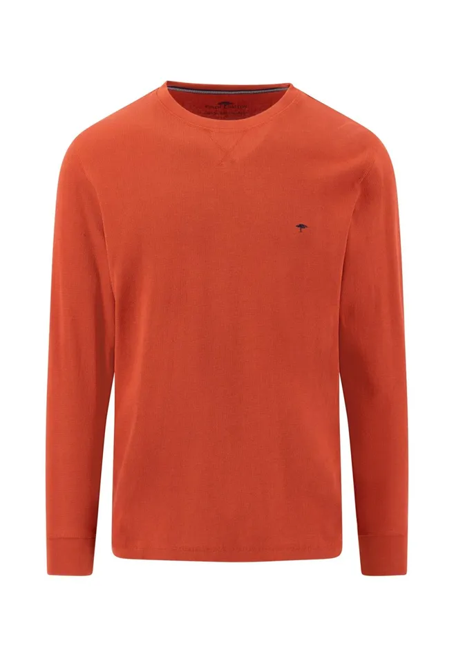 Tshirts Men FYNCHHATTON Longsleeved Shirt Made Of Cotton Mix With A Circular Neckline Medium Graynavyrust