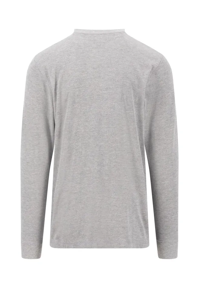Tshirts Men FYNCHHATTON Longsleeved Shirt Made Of Cotton Mix With A Circular Neckline Medium Graynavyrust
