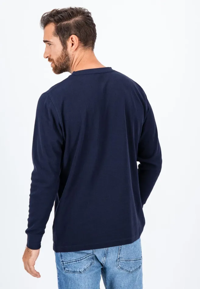 Tshirts Men FYNCHHATTON Longsleeved Shirt Made Of Cotton Mix With A Circular Neckline Medium Graynavyrust