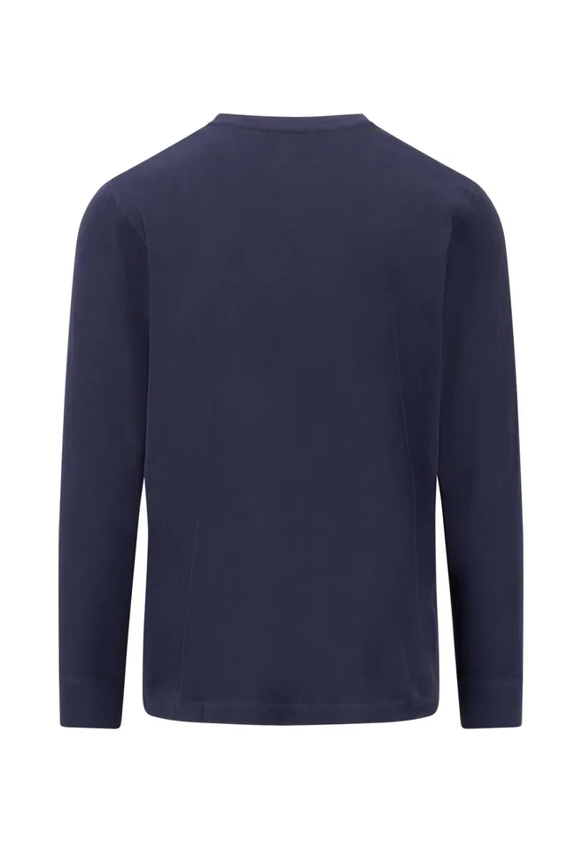 Tshirts Men FYNCHHATTON Longsleeved Shirt Made Of Cotton Mix With A Circular Neckline Medium Graynavyrust