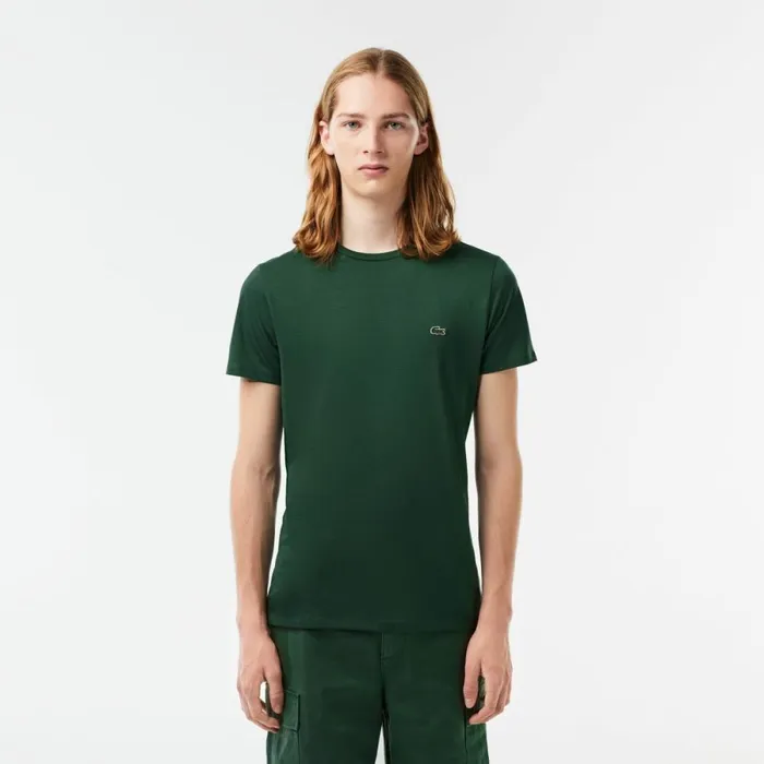 TShirts Men Lacoste Men039s Crew Neck Pima Cotton Jersey TShirt Dark Green Smi