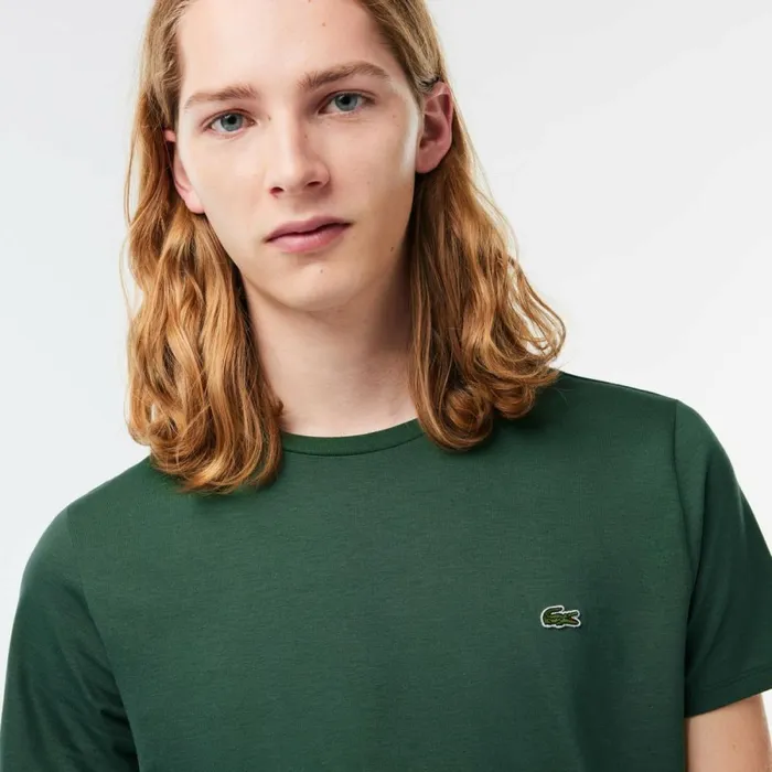 TShirts Men Lacoste Men039s Crew Neck Pima Cotton Jersey TShirt Dark Green Smi