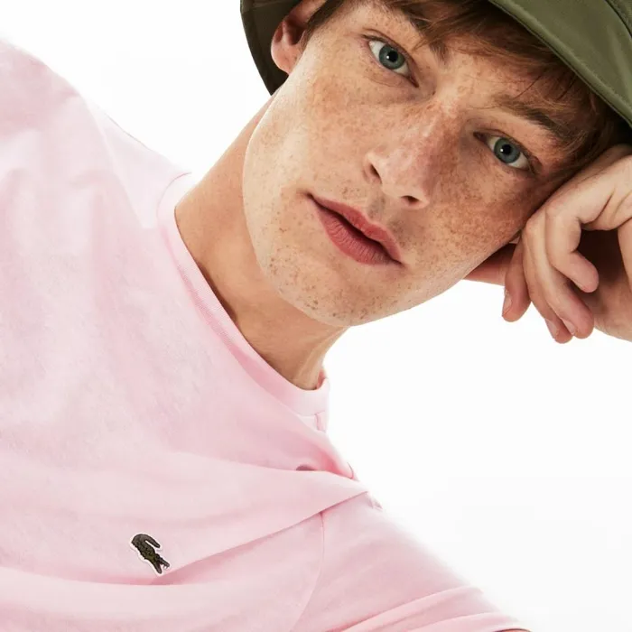 TShirts Men Lacoste Men039s Crew Neck Pima Cotton Jersey TShirt Light Pink T03 TShirts Men Lacoste Men039s Crew Neck Pima Cotton Jersey TShirt Light Pink T03