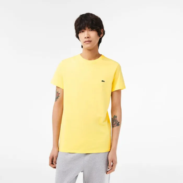 TShirts Men Lacoste Men039s Crew Neck Pima Cotton Jersey TShirt Pastel Yellow 107 TShirts Men Lacoste Men039s Crew Neck Pima Cotton Jersey TShirt Pastel Yellow 107
