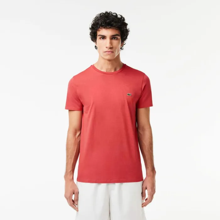 TShirts Men Lacoste Men039s Crew Neck Pima Cotton Jersey TShirt Pink Zv9