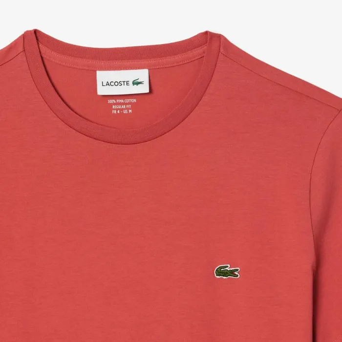 TShirts Men Lacoste Men039s Crew Neck Pima Cotton Jersey TShirt Pink Zv9