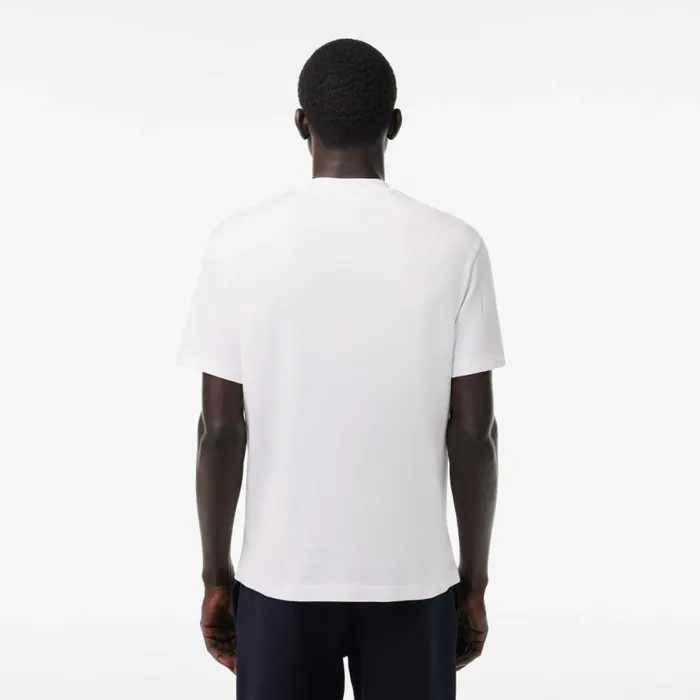 TShirts Men Lacoste Men039s Heavy Cotton Tennis Ball Print TShirt White 001