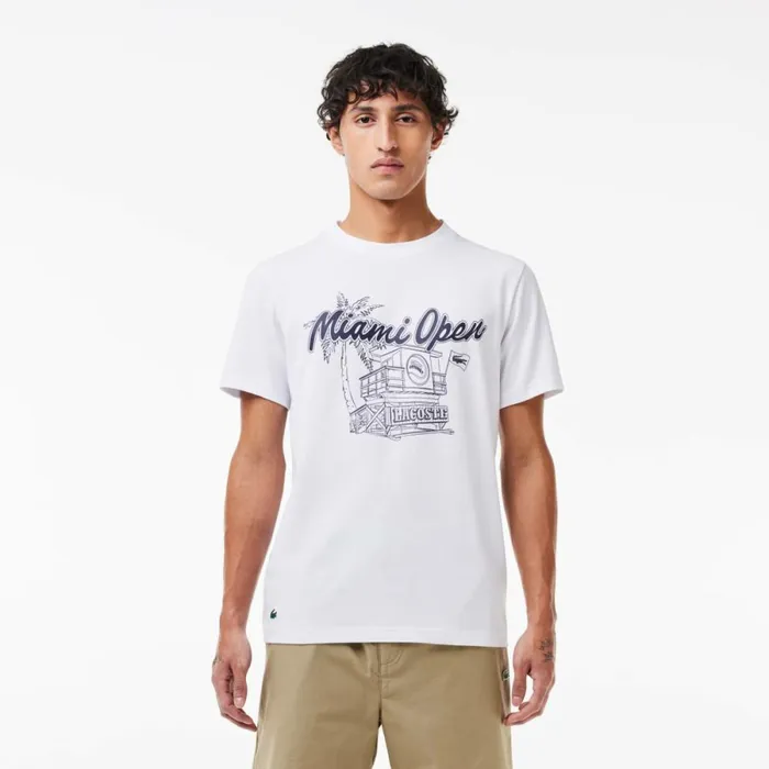 TShirts Men Lacoste Men039s Miami Open Edition UltraDry Tennis TShirt White 001 TShirts Men Lacoste Men039s Miami Open Edition UltraDry Tennis TShirt White 001