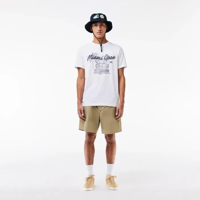 TShirts Men Lacoste Men039s Miami Open Edition UltraDry Tennis TShirt White 001