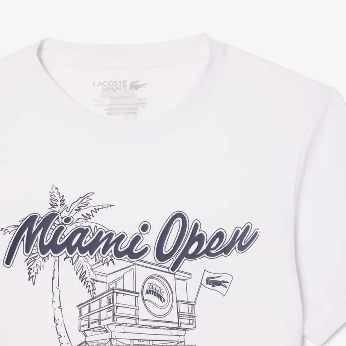 TShirts Men Lacoste Men039s Miami Open Edition UltraDry Tennis TShirt White 001