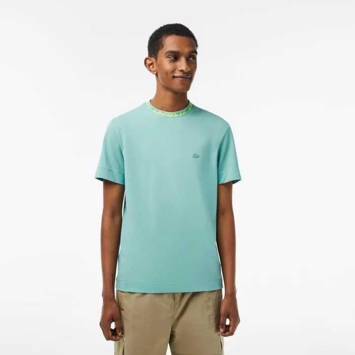 TShirts Men Lacoste Men039s Regular Fit Branded Collar TShirt Green 3a4