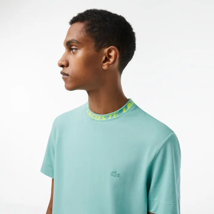 TShirts Men Lacoste Men039s Regular Fit Branded Collar TShirt Green 3a4
