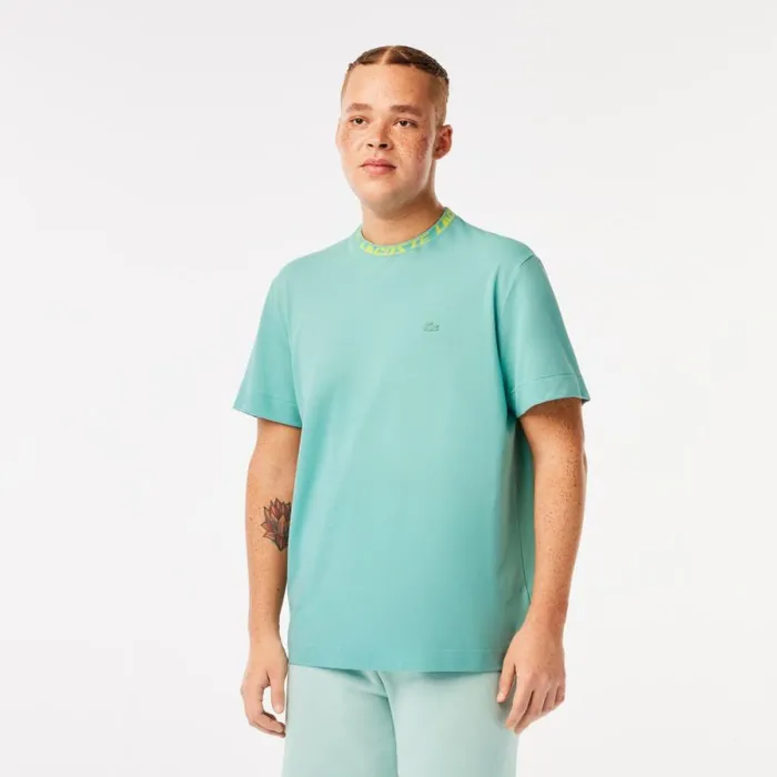 TShirts Men Lacoste Men039s Regular Fit Branded Collar TShirt Green 3a4
