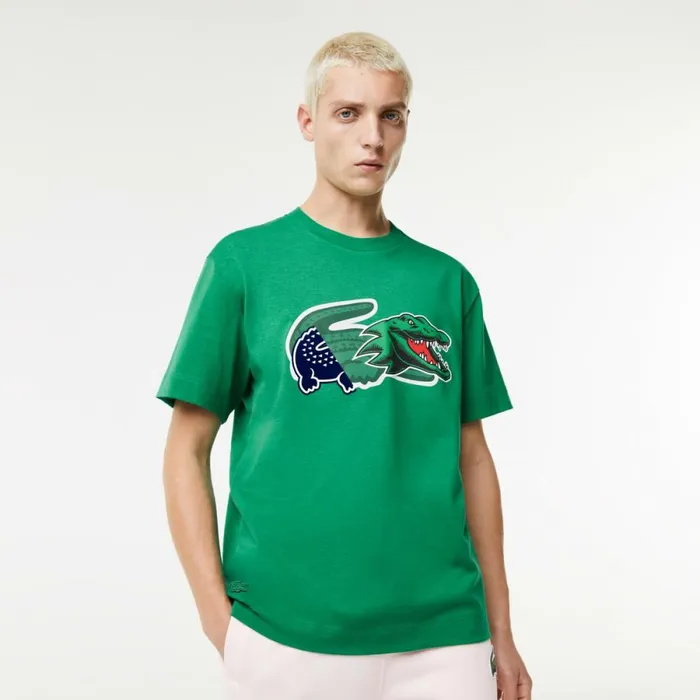 TShirts Men Lacoste Men039s Relaxed Fit Oversized Crocodile TShirt Green Ldm