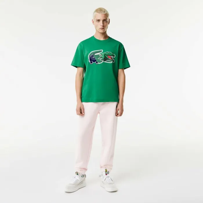 TShirts Men Lacoste Men039s Relaxed Fit Oversized Crocodile TShirt Green Ldm