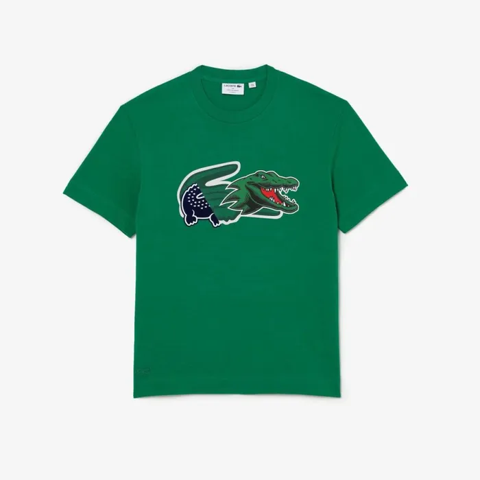 TShirts Men Lacoste Men039s Relaxed Fit Oversized Crocodile TShirt Green Ldm