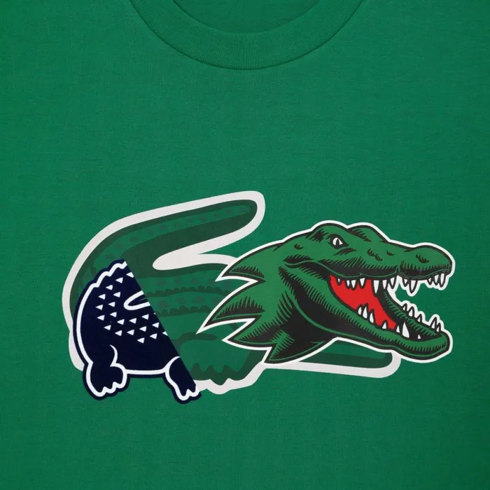 TShirts Men Lacoste Men039s Relaxed Fit Oversized Crocodile TShirt Green Ldm
