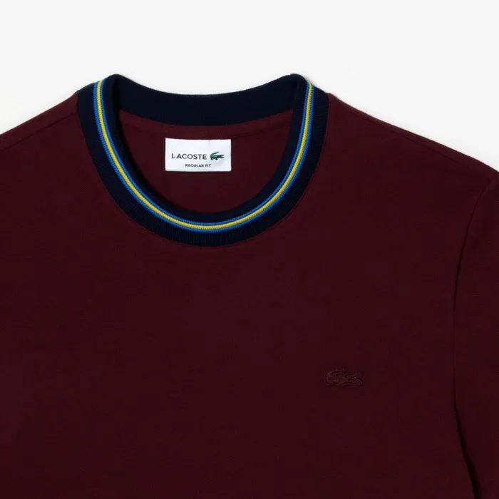 TShirts Men Lacoste Men039s Stripe Collar Stretch Piqu TShirt Bordeaux Yup