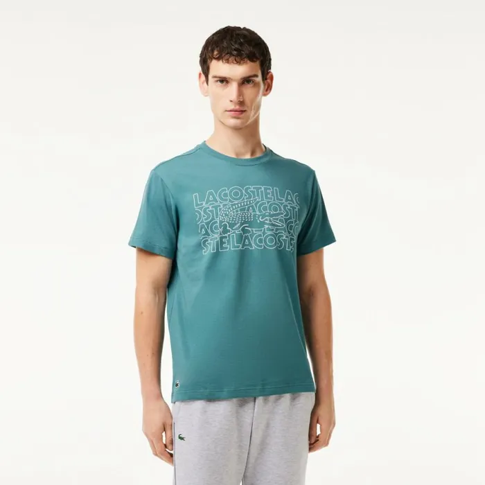 TShirts Men Lacoste Men039s UltraDry Printed Sport TShirt Hydro Blue Iy4
