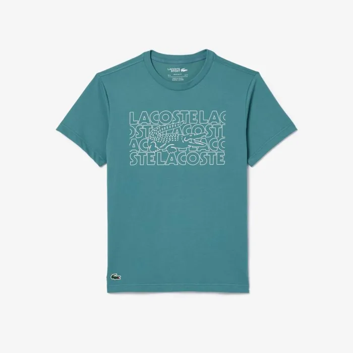 TShirts Men Lacoste Men039s UltraDry Printed Sport TShirt Hydro Blue Iy4