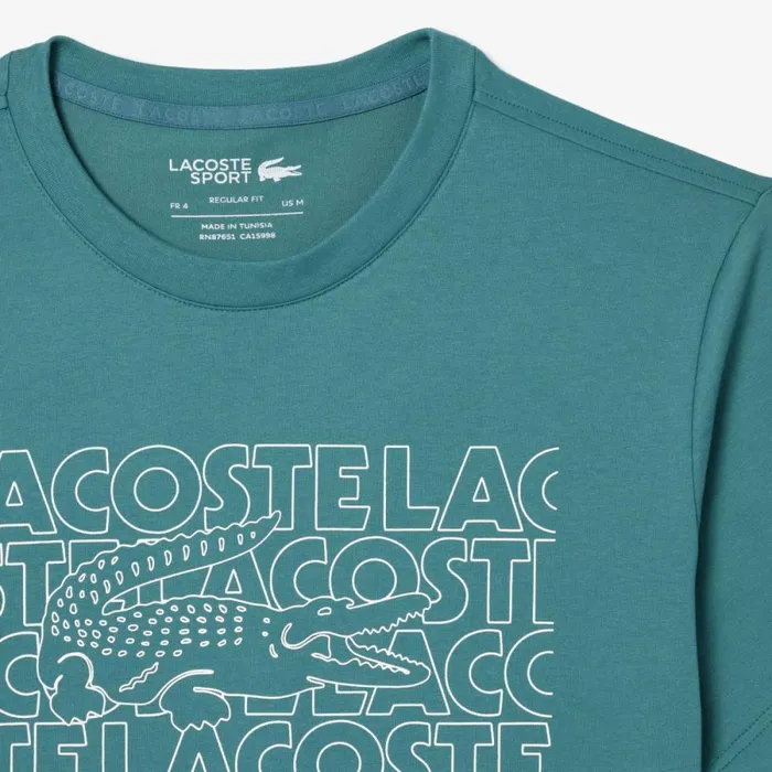 TShirts Men Lacoste Men039s UltraDry Printed Sport TShirt Hydro Blue Iy4