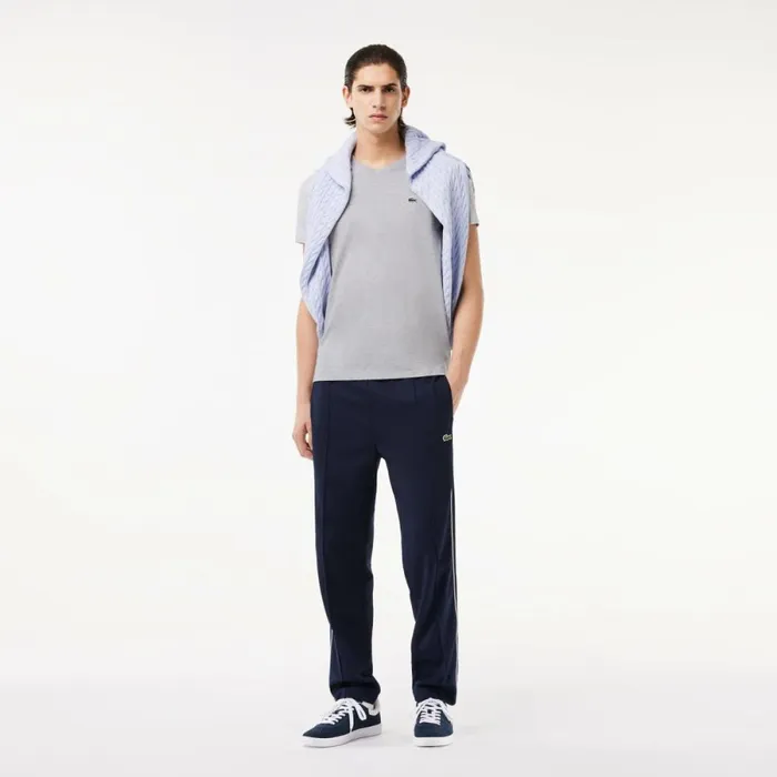 TShirts Men Lacoste Men039s VNeck Pima Cotton Jersey TShirt Grey Chine Cca