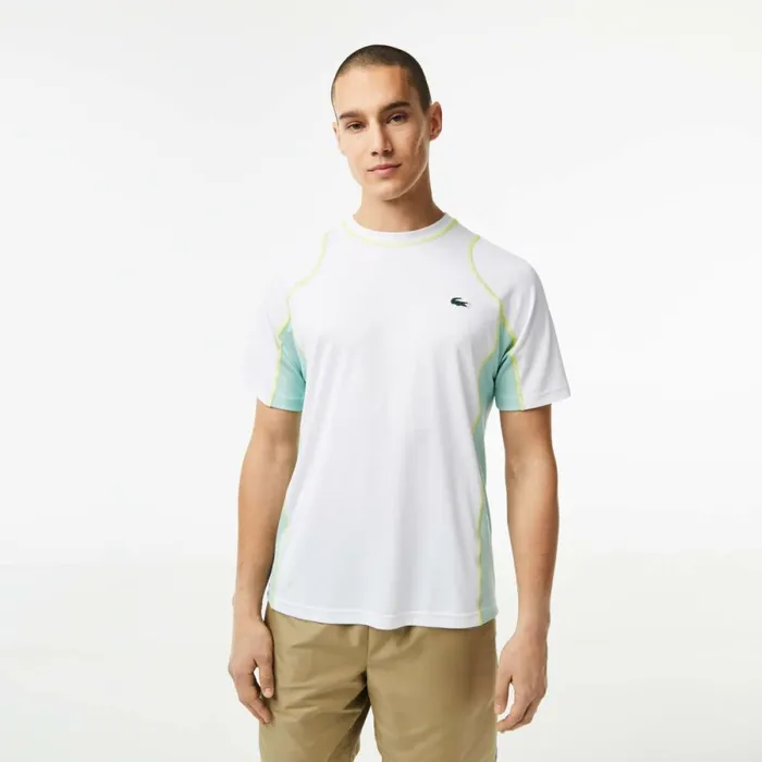 TShirts Men Lacoste Mens AbrasionResistant Tennis TShirt White Light Green Yellow Awc TShirts Men Lacoste Mens AbrasionResistant Tennis TShirt White Light Green Yellow Awc