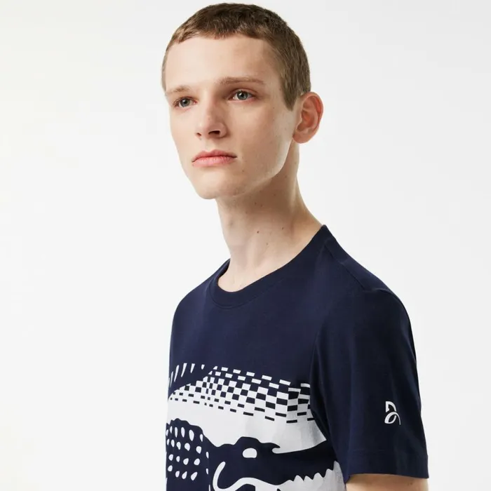 TShirts Men Lacoste Mens Lacoste Tennis X Novak Djokovic TShirt Navy Blue 166