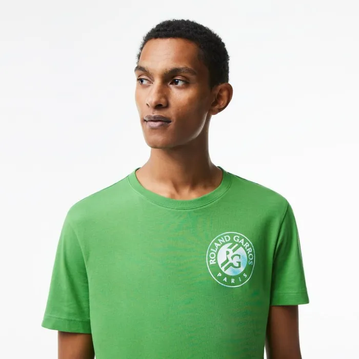TShirts Men Lacoste Mens SPORT Roland Garros Edition Logo TShirt Tarragon Green L94