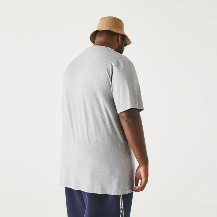TShirts Men Lacoste Mens Tall Fit Ribbed VNeck Cotton TShirt Grey Chine Cca