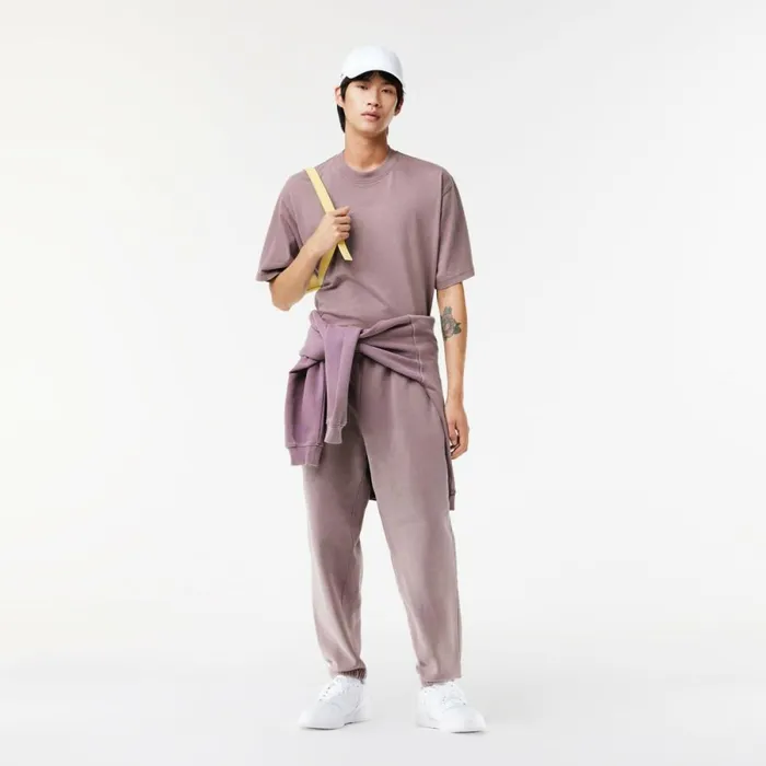 TShirts MenWomen Lacoste Unisex Loose Fit Cotton Jersey TShirt Purple Ryi
