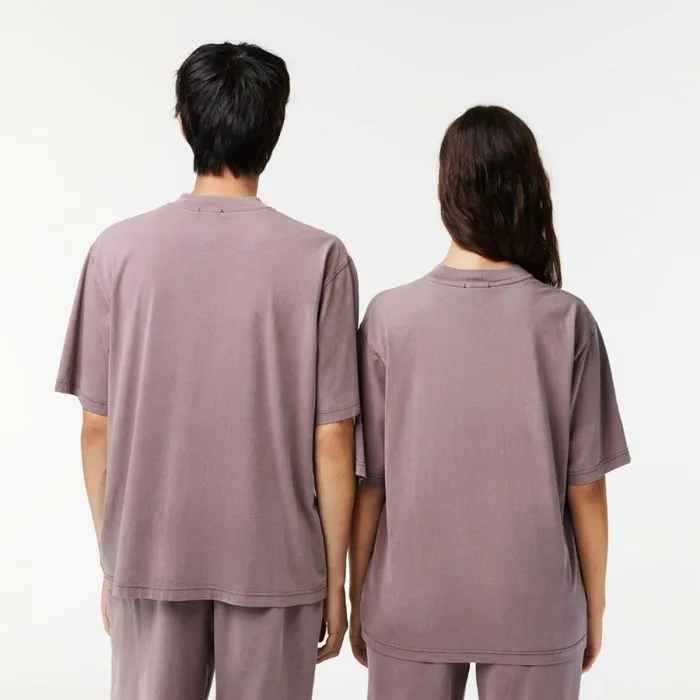 TShirts MenWomen Lacoste Unisex Loose Fit Cotton Jersey TShirt Purple Ryi